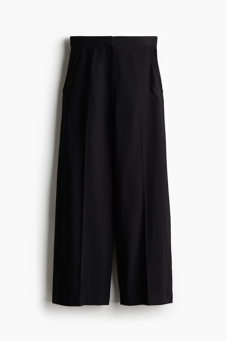 H&M Wide Trousers - Negro - MUJER