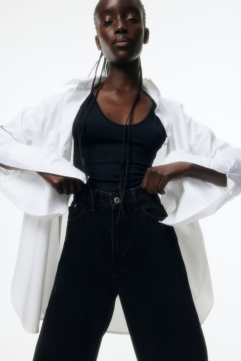 H&M Wide Ultra High Jeans - Blanco - MUJER