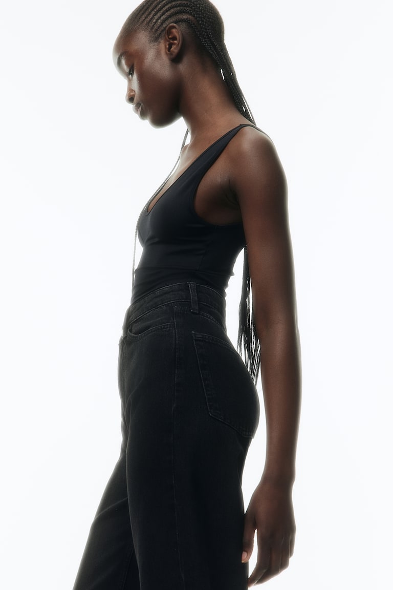 H&M Wide Ultra High Jeans - Negro - MUJER