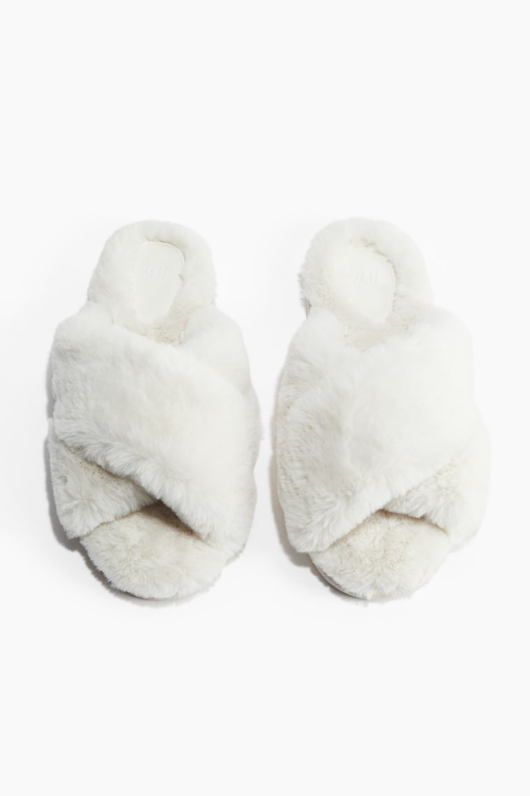 H&M Zapatillas de casa efecto pelo - Crema - MUJER