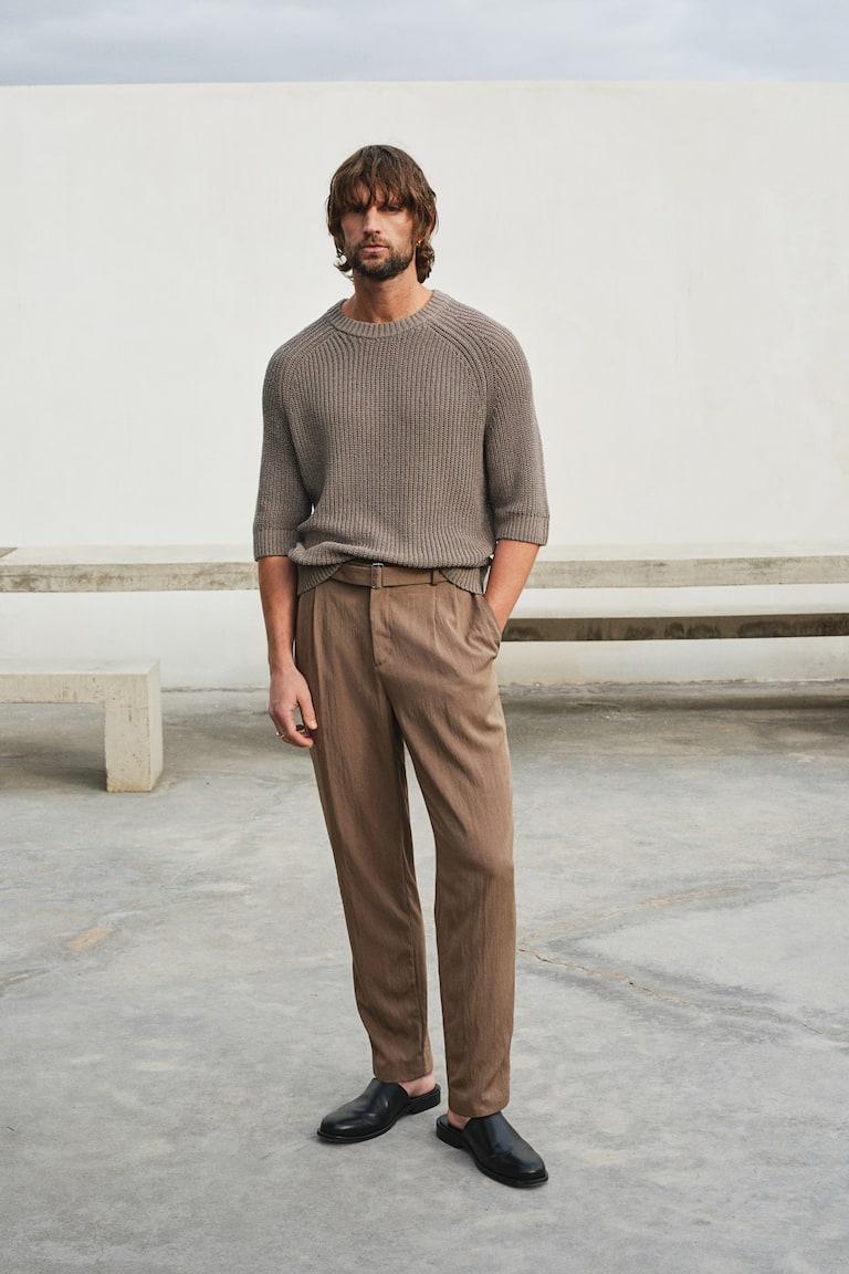 H&M Jersey De Manga Corta Regular Fit - Beige Grisáceo Oscuro - HOMBRE