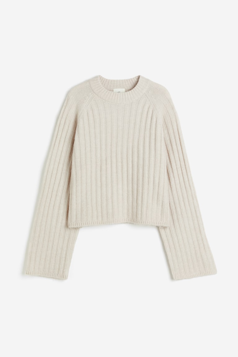 H&M Jersey en punto de canalé - Negro/Rayas crema - MUJER