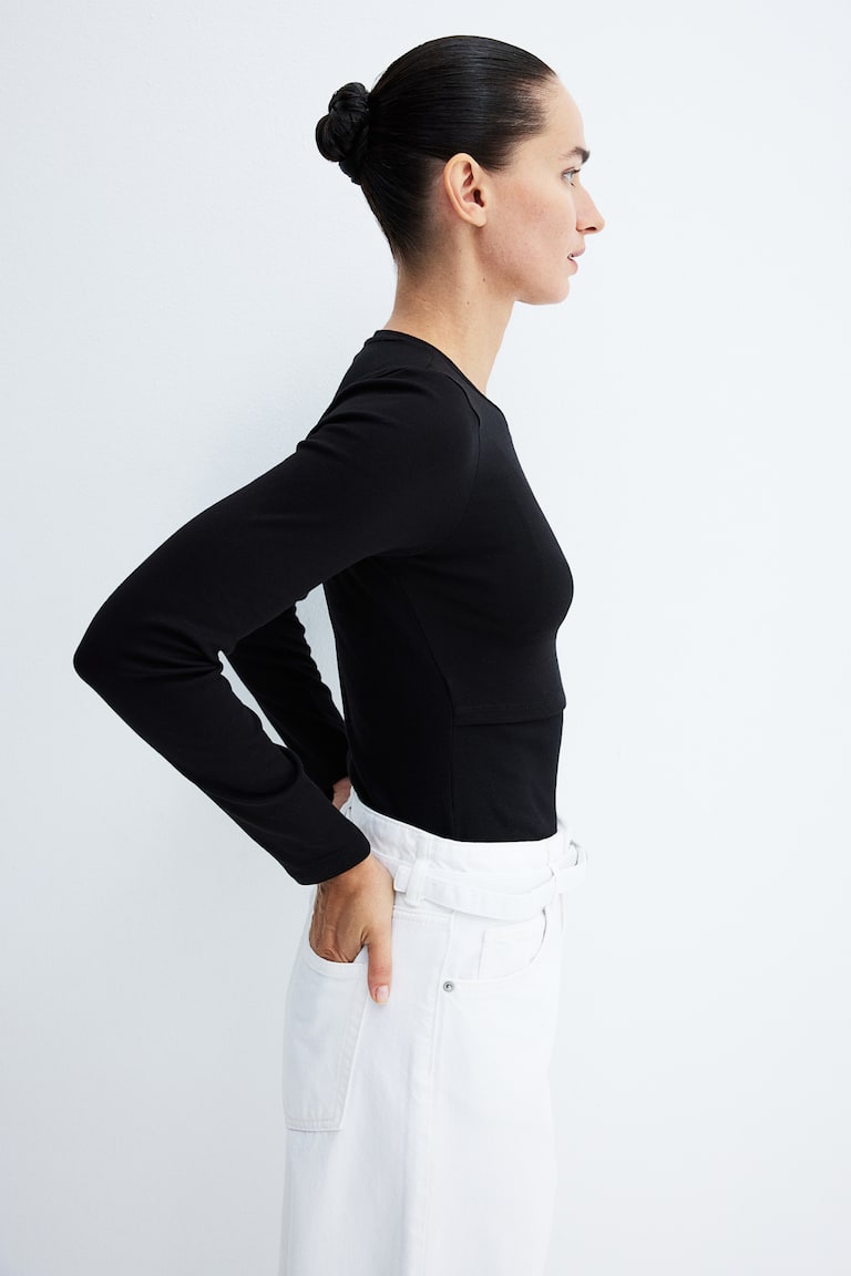 H&M MAMA Camiseta De Lactancia En Algodón - Negro - MUJER