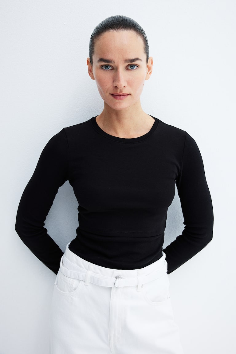 H&M MAMA Camiseta de lactancia en algodón - Negro - MUJER