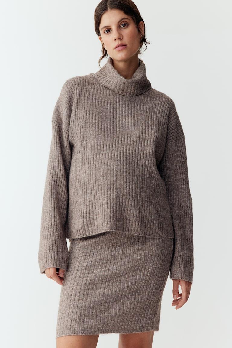 H&M MAMA Falda En Punto De Canalé - Topo Jaspeado - MUJER