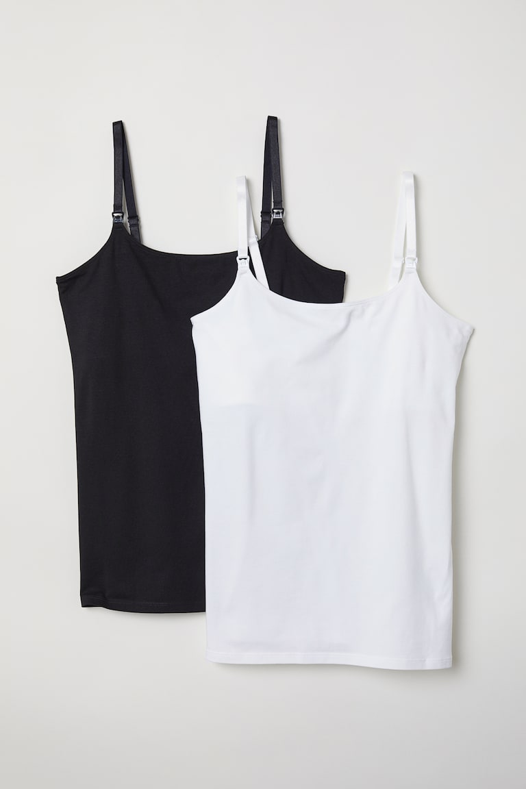 H&M MAMA Pack de 2 tops de lactancia con tirantes - Negro - MUJER