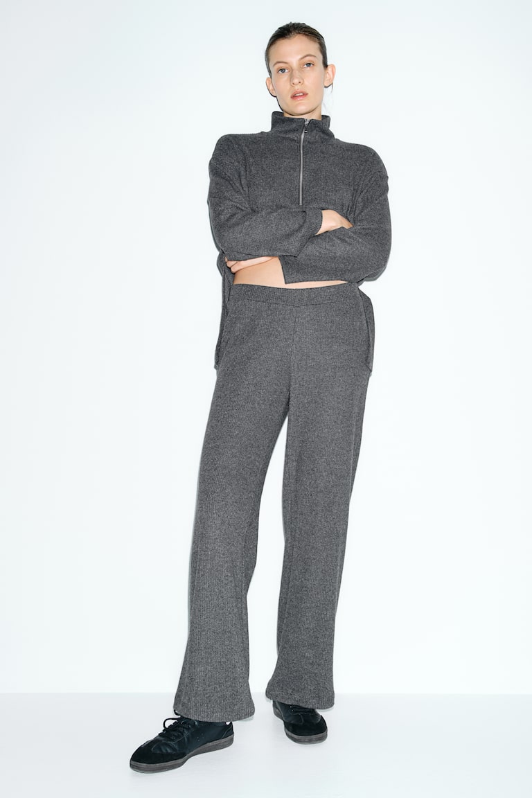 H&M MAMA Pantalón En Punto De Canalé Before & After - Beige Grisáceo Claro - MUJER