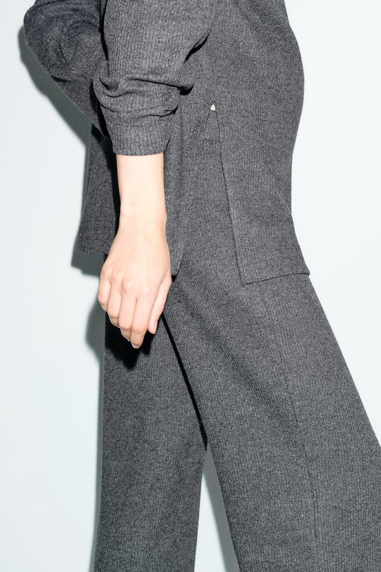 H&M MAMA Pantalón En Punto De Canalé Before & After - Gris Oscuro Jaspeado - MUJER