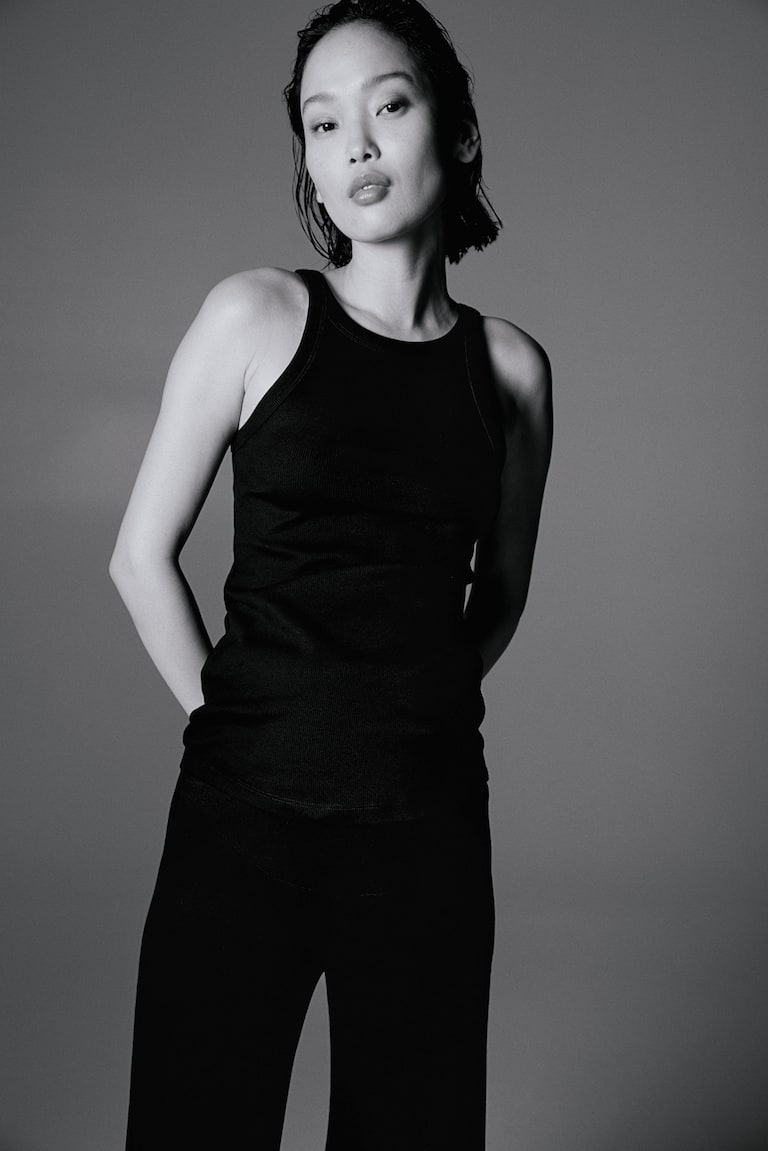 H&M MAMA Pantalón En Punto De Canalé Before & After - Negro - MUJER