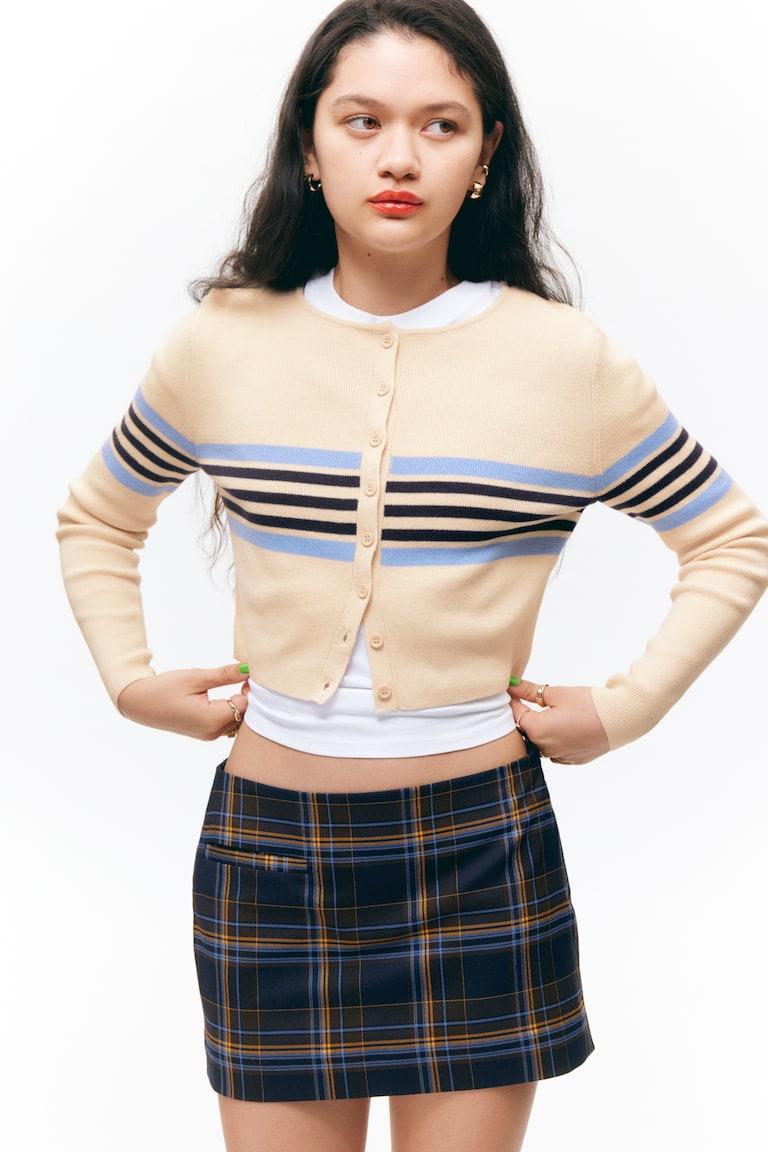 H&M Minifalda Tipo Sastre De Cintura Baja - Gris Jaspeado Oscuro - MUJER