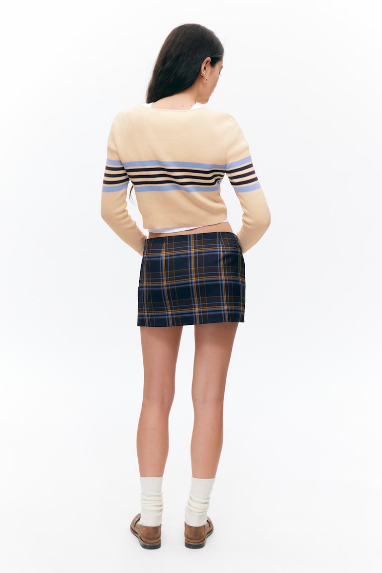 H&M Minifalda Tipo Sastre De Cintura Baja - Gris Jaspeado Oscuro - MUJER