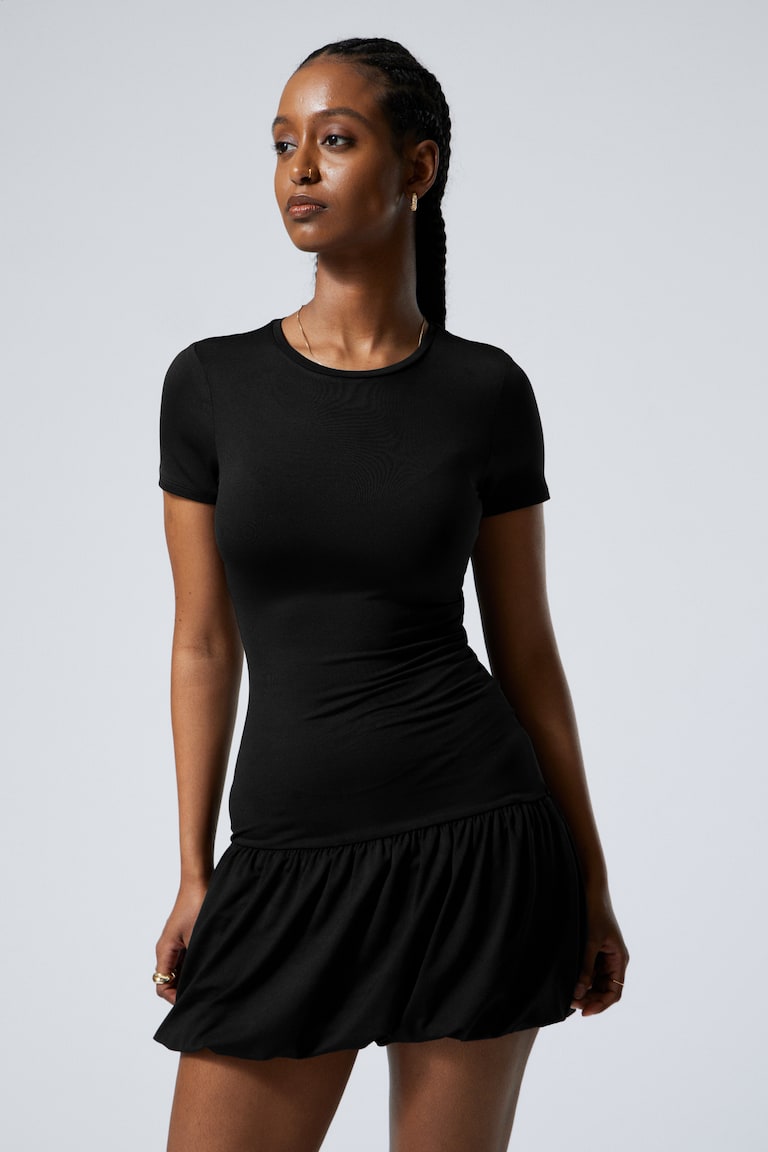 H&M Minivestido Camisero De Estilo Globo - Negro - MUJER