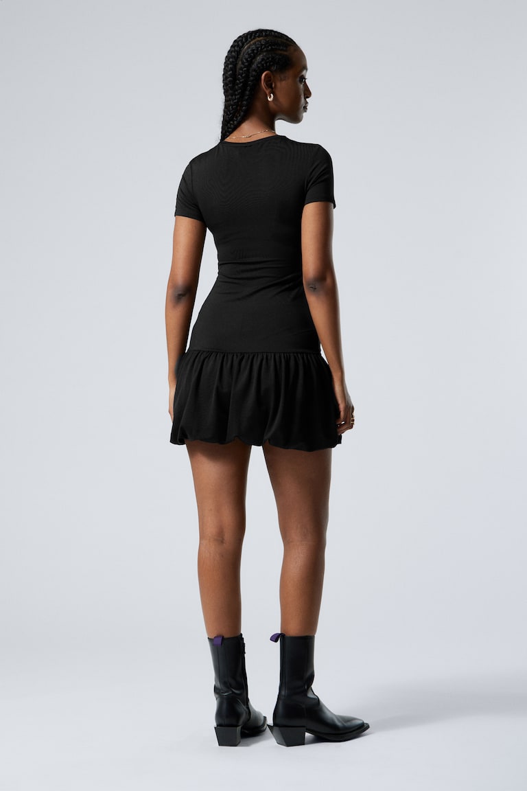 H&M Minivestido Camisero De Estilo Globo - Negro - MUJER