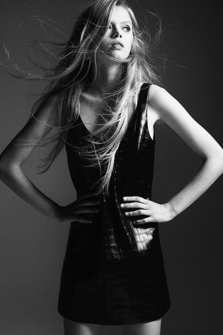 H&M Minivestido Efecto Piel De Cocodrilo - Negro - MUJER