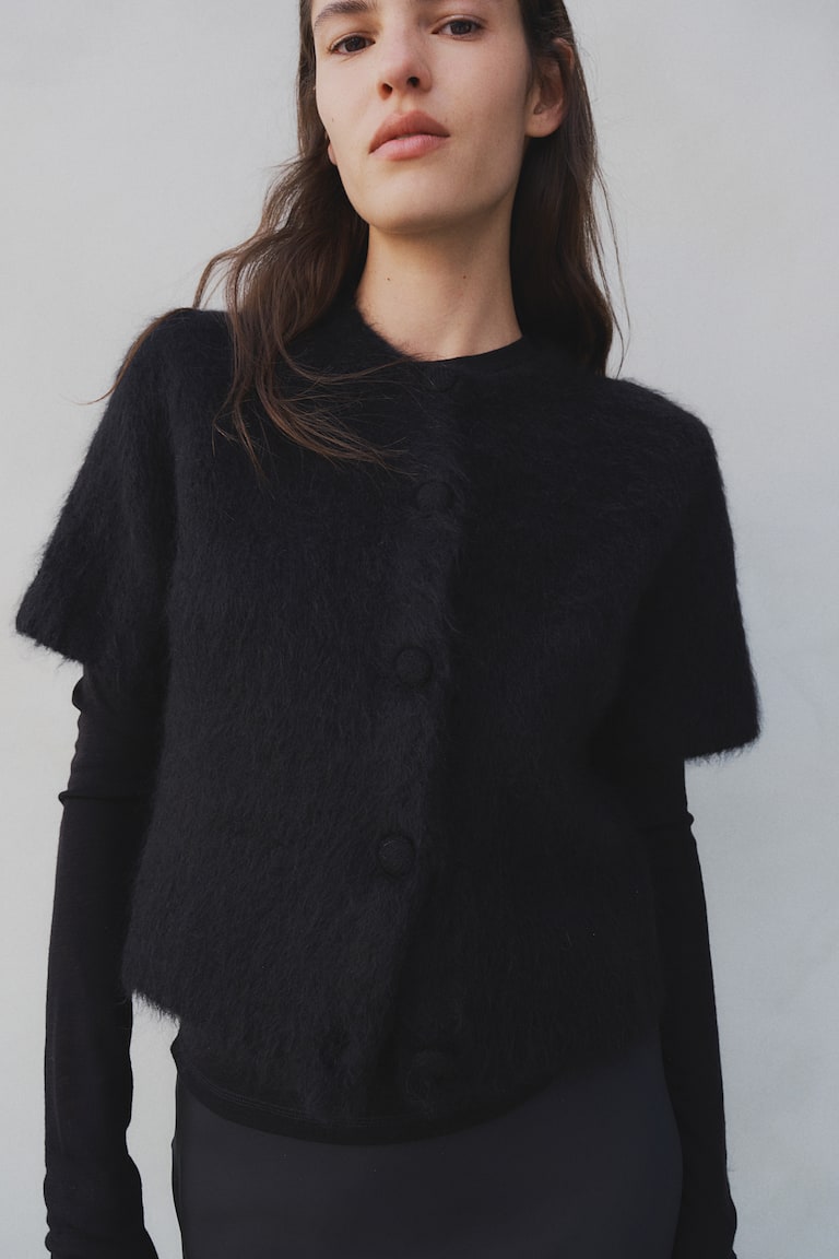 H&M Mohair-blend Cardigan - Gris Claro Jaspeado - MUJER