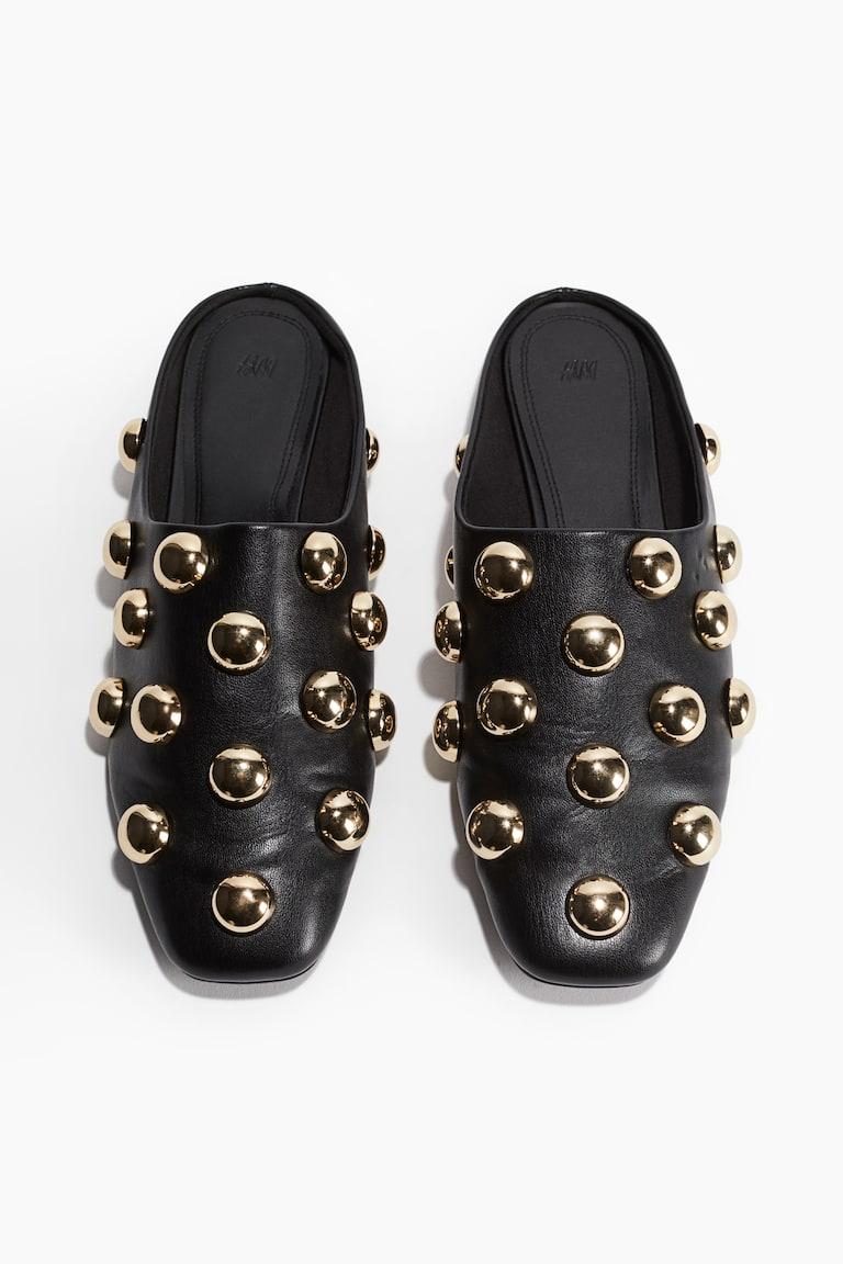 H&M Mules Con Detalles Decorativos - Negro/Strass - MUJER