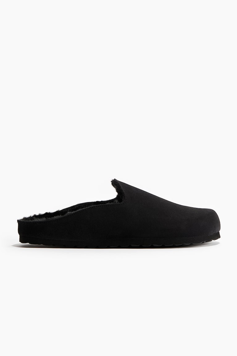 H&M Mules de ante con forro de borreguito - Negro - HOMBRE