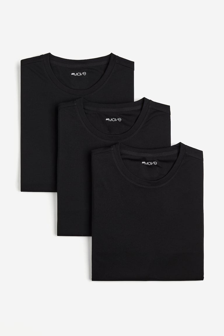 H&M Pack 3 camisetas de deporte DryMove™ Regular Fit - Negro - HOMBRE