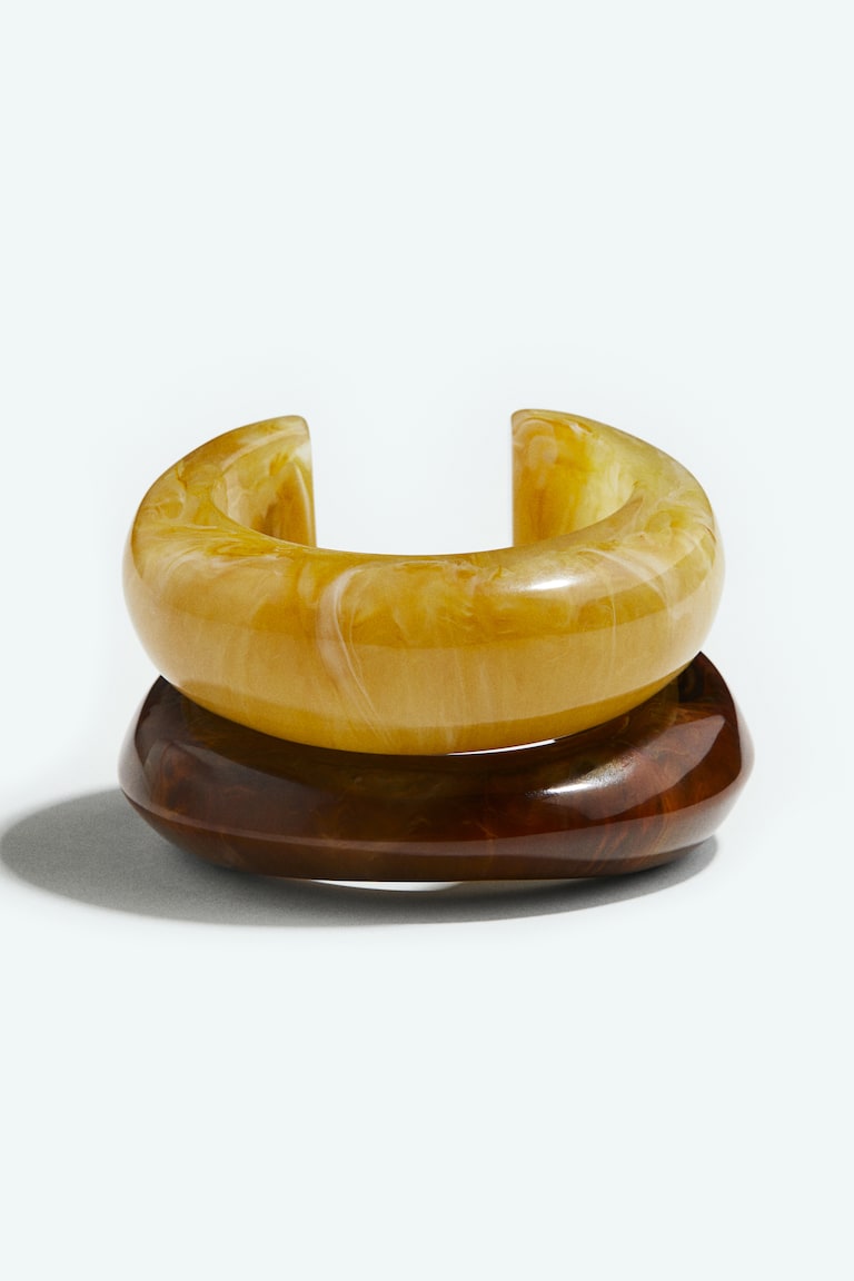 H&M Pack De 2 Brazaletes Rígidos - Marrón Oscuro/Amarillo - MUJER