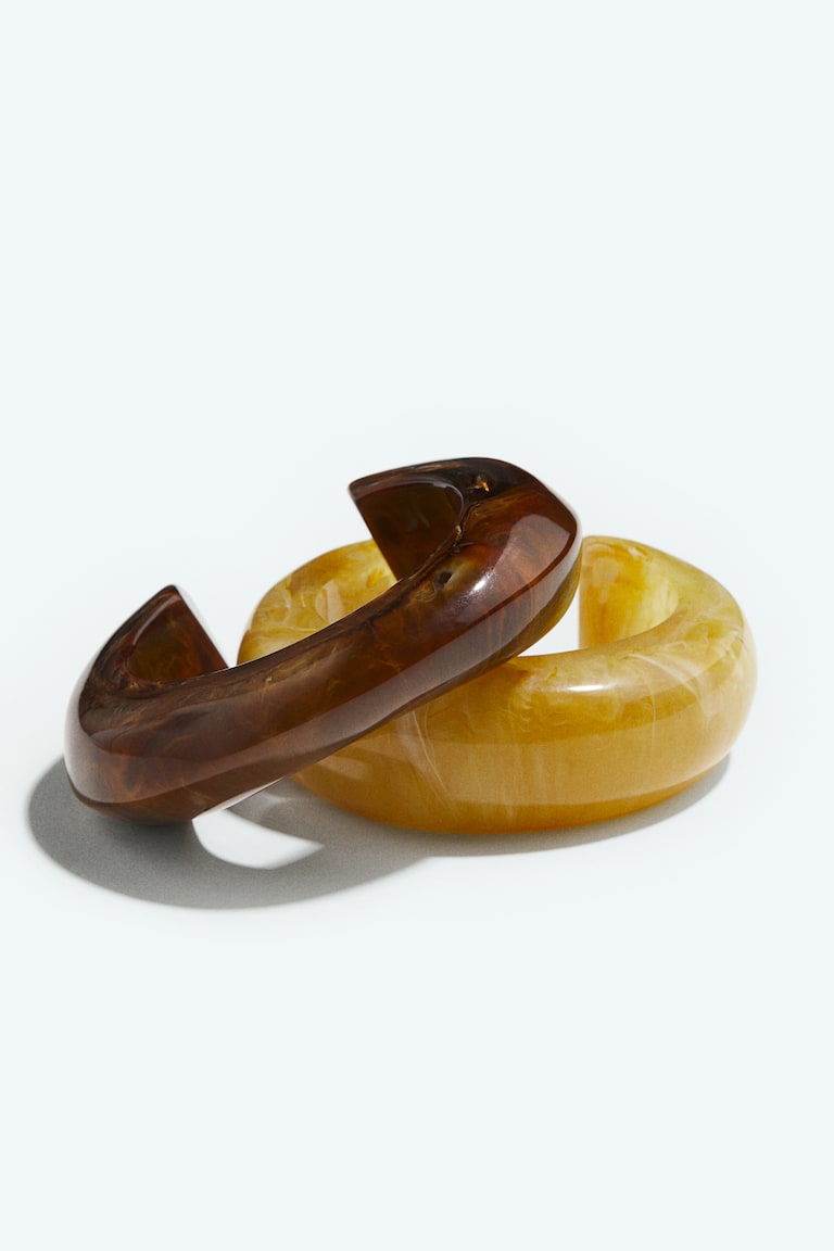 H&M Pack De 2 Brazaletes Rígidos - Marrón Oscuro/Amarillo - MUJER