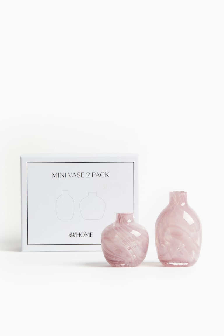 H&M Pack de 2 jarrones mini de vidrio - Rosa empolvado - HOME