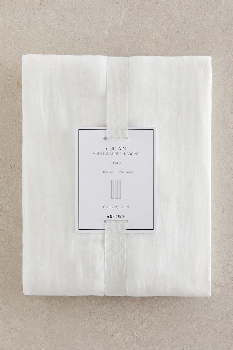 H&M Pack De 2 Paneles De Cortina En Mezcla De Lino - Verde Caqui Claro - HOME