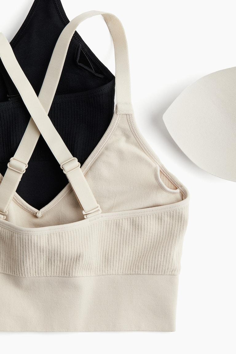 H&M Pack De 2 Sujetadores Con DryMove™ Medium Support - Beige Claro/Negro - MUJER