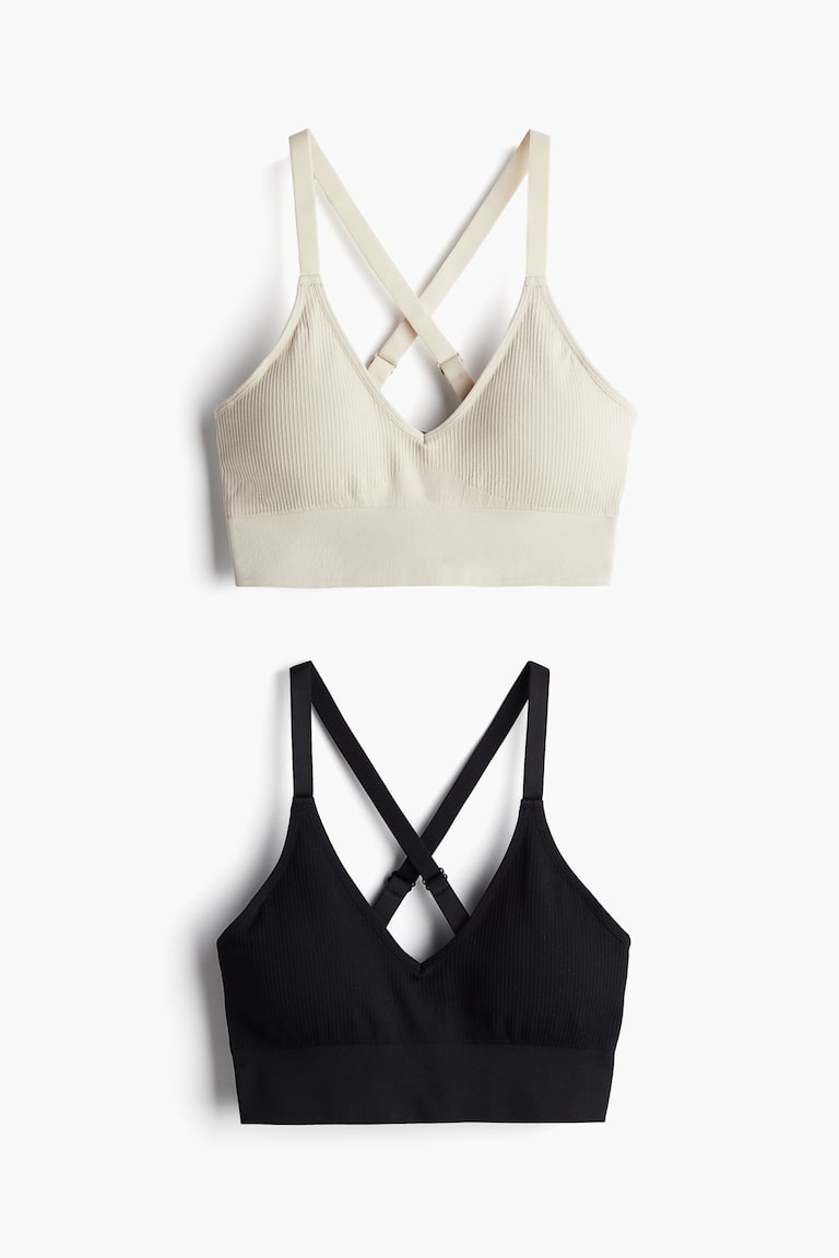 H&M Pack de 2 sujetadores con DryMove™ Medium Support - Beige claro/Negro - MUJER