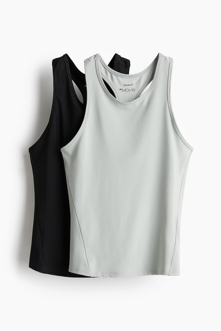 H&M Pack de 2 tops de deporte con DryMove™ - Gris claro/Negro - MUJER