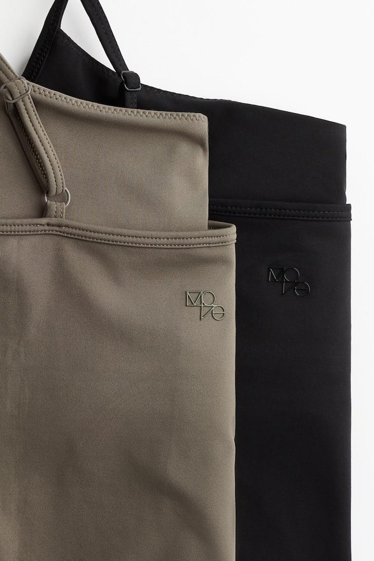 H&M Pack De 2 Tops De Deporte DryMove™ Con Tirantes - Azul Claro/Blanco - MUJER