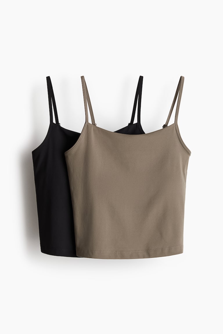 H&M Pack de 2 tops de deporte DryMove™ con tirantes - Azul claro/Blanco - MUJER