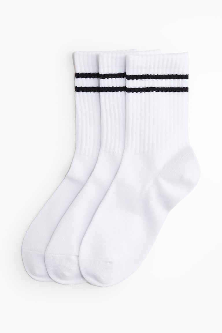 H&M Pack de 3 calcetines de deporte con DryMove™ - Negro/Rayas - MUJER