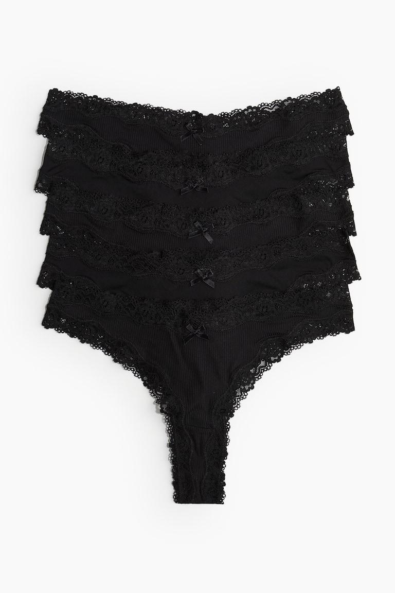 H&M Pack de 5 bragas Brazilian - Beige/Crema/Blanco - MUJER