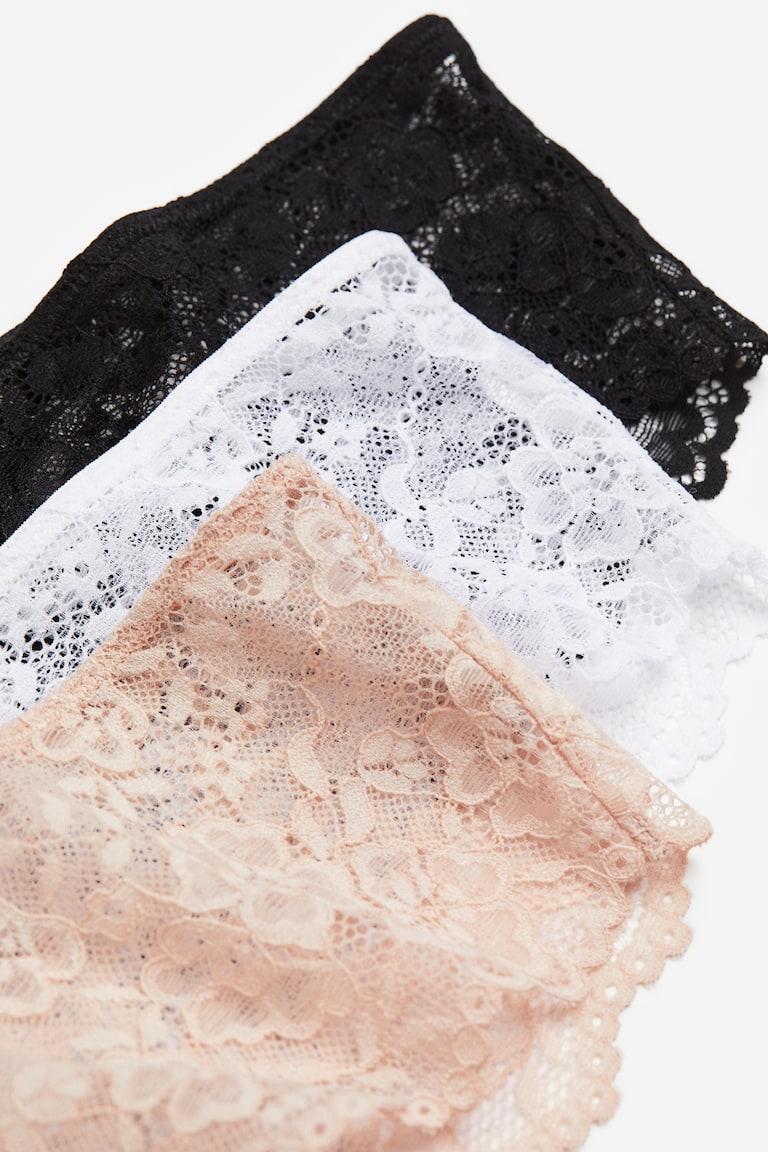 H&M Pack De 5 Bragas Hipster De Encaje - Azul Paloma/Azul Claro/Blanco - MUJER