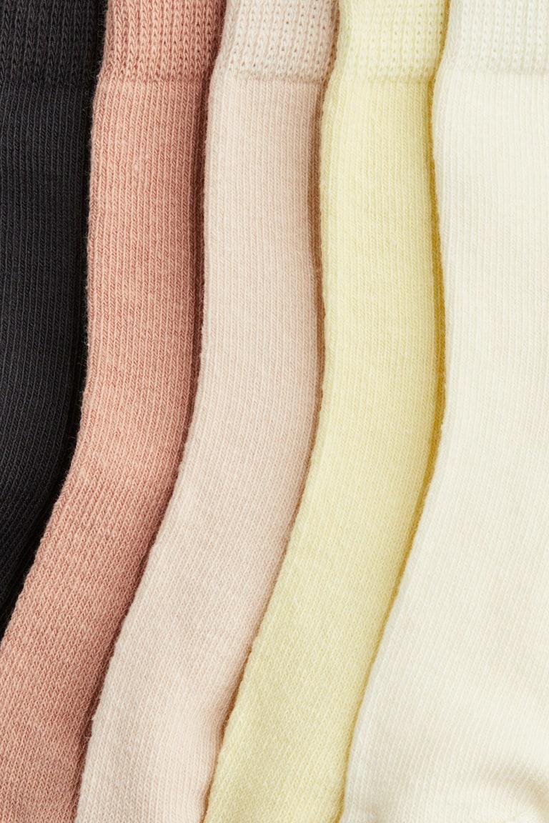 H&M Pack De 5 Calcetines - Amarillo/Rosa/Gris Oscuro - NIÑOS