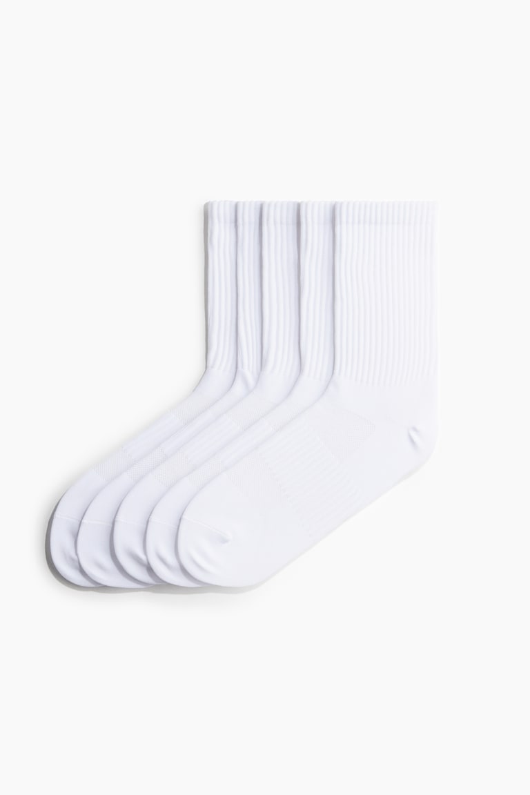 H&M Pack de 5 calcetines de deporte con DryMove™ - Blanco - HOMBRE