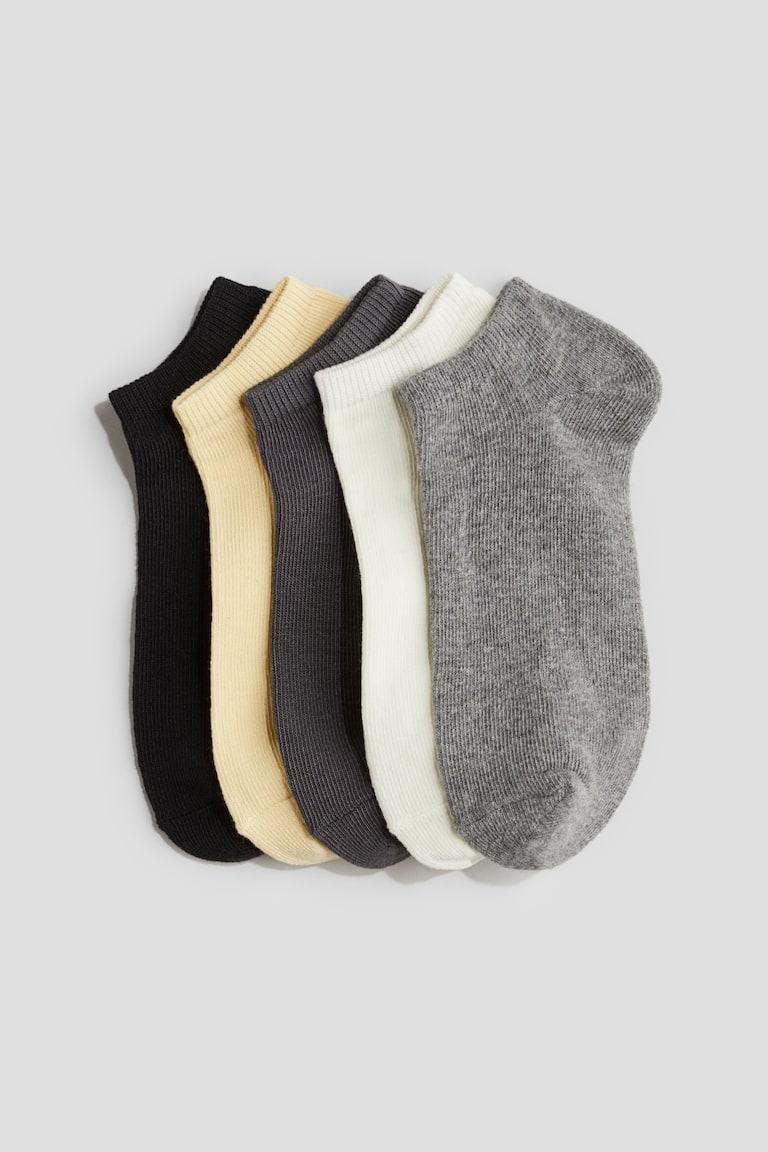 H&M Pack de 5 calcetines tobilleros - Gris jaspeado/Amarillo claro - NIÑOS