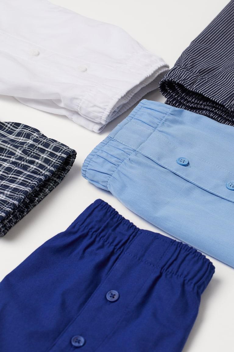 H&M Pack De 5 Calzoncillos Bóxer De Algodón - Azul Claro/Azul Marino - HOMBRE