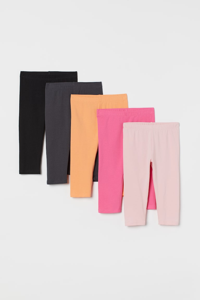 H&M Pack de 5 leggings capri de algodón - Naranja/Estampado de leopardo - NIÑOS