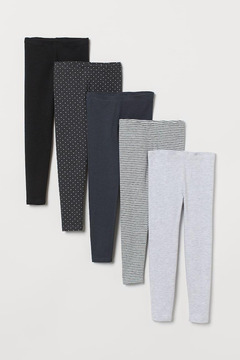 H&M Pack de 5 leggings de punto - Rosa/Corazones - NIÑOS
