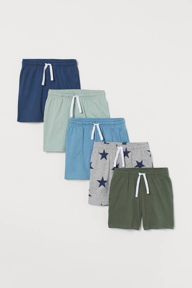 H&M Pack de 5 pantalones cortos en punto de algodón - Amarillo claro/Rayas - NIÑOS