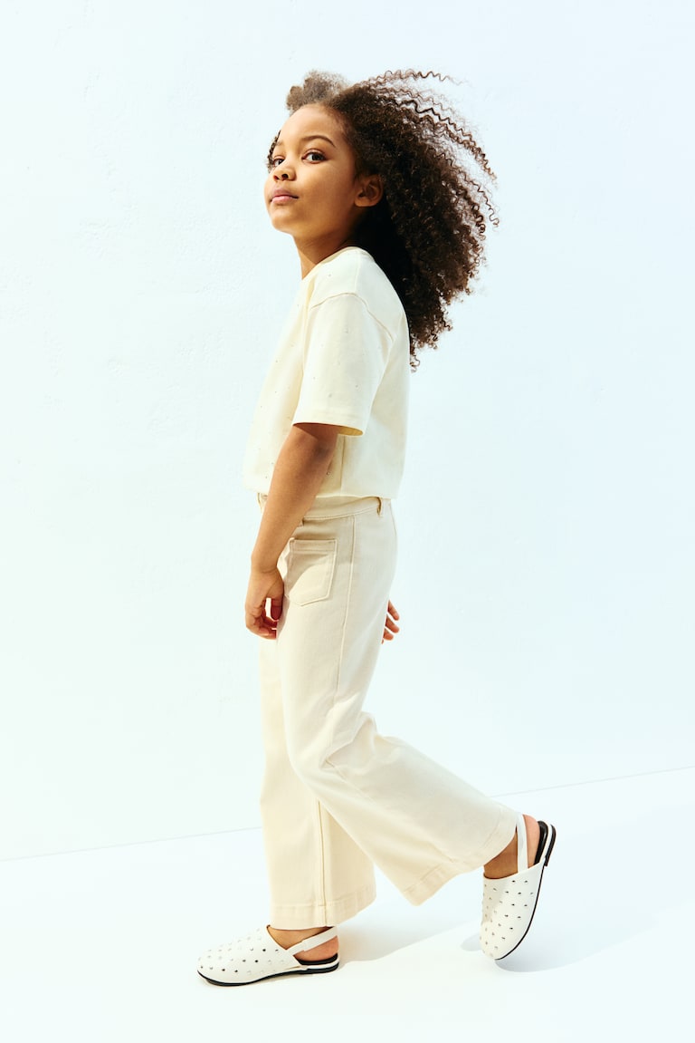 H&M Pantalón Acampanado De Sarga - Amarillo Claro - NIÑOS