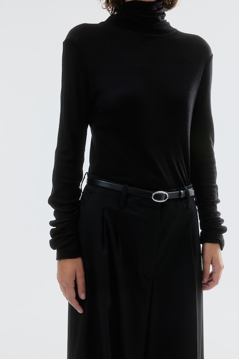 H&M Pantalón Amplio De Sarga - Verde Caqui Oscuro - MUJER