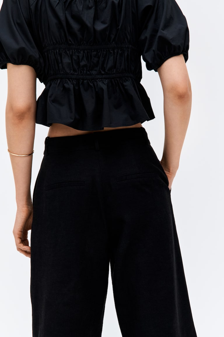 H&M Pantalón Amplio En Mezcla De Lino - Azul Acero - MUJER