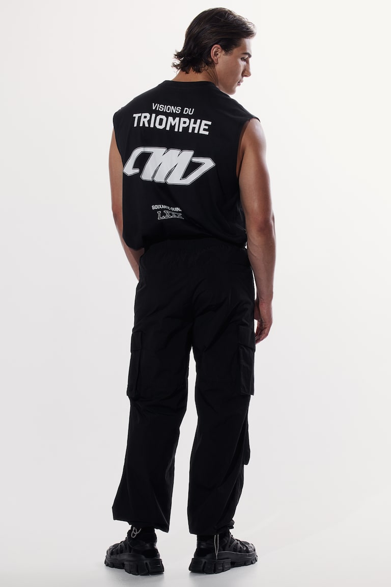 H&M Pantalón Cargo Parachute Loose Fit - Negro - HOMBRE
