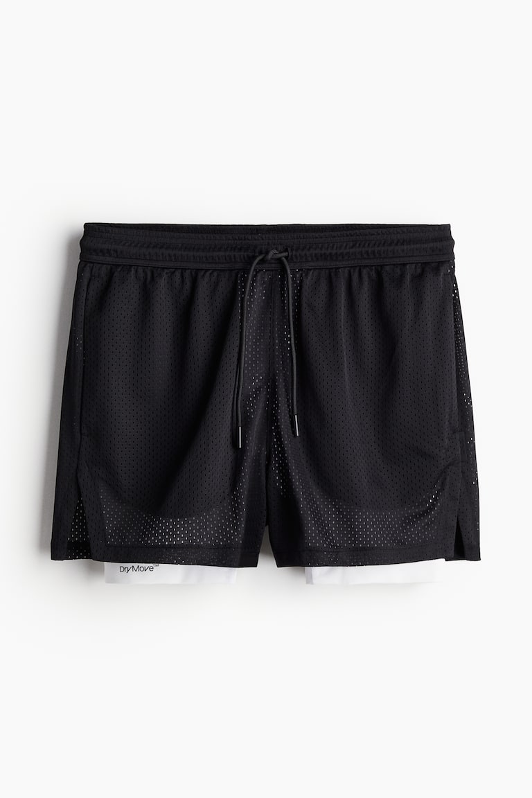 H&M Pantalón corto a media pierna 2 en 1 con DryMove™ - Negro - HOMBRE