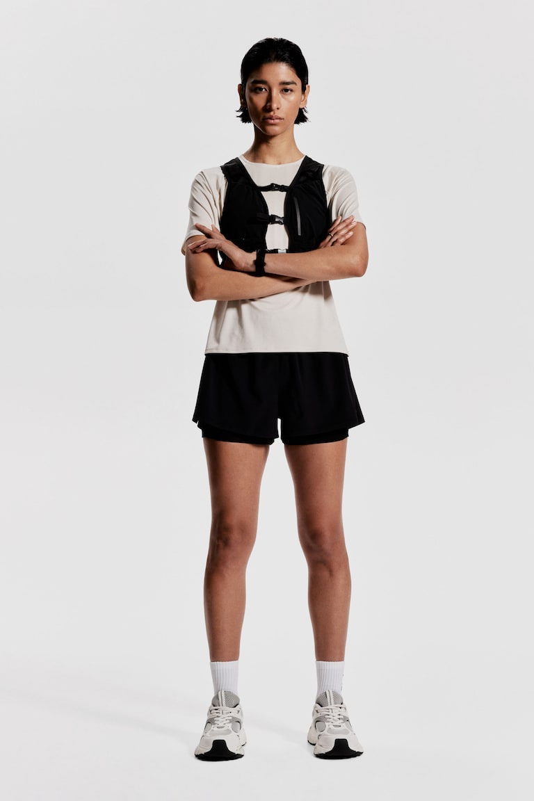 H&M Pantalón Corto De Correr Doble Capa Con DryMove™ - Azul Marino - MUJER