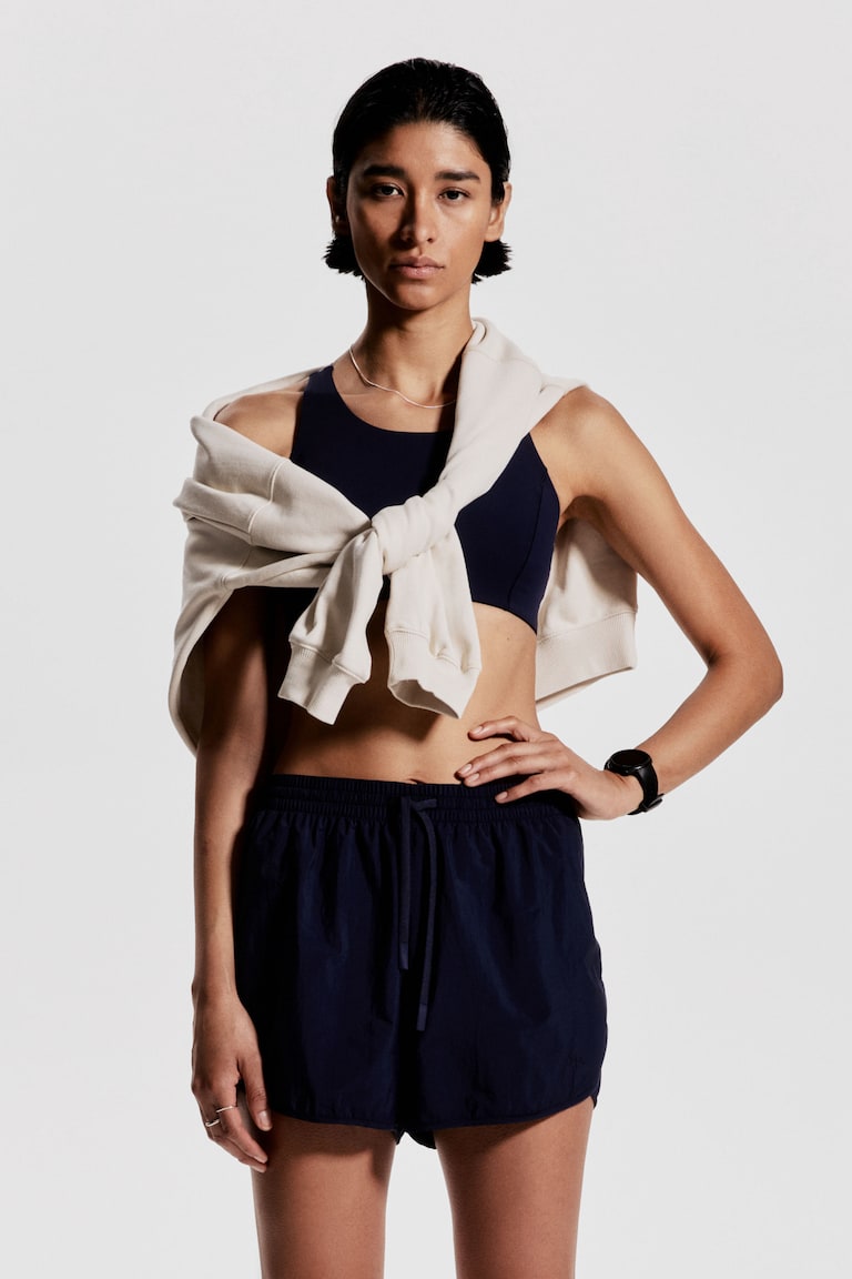 H&M Pantalón Corto De Correr En Tejido Ligero - Azul Marino - MUJER