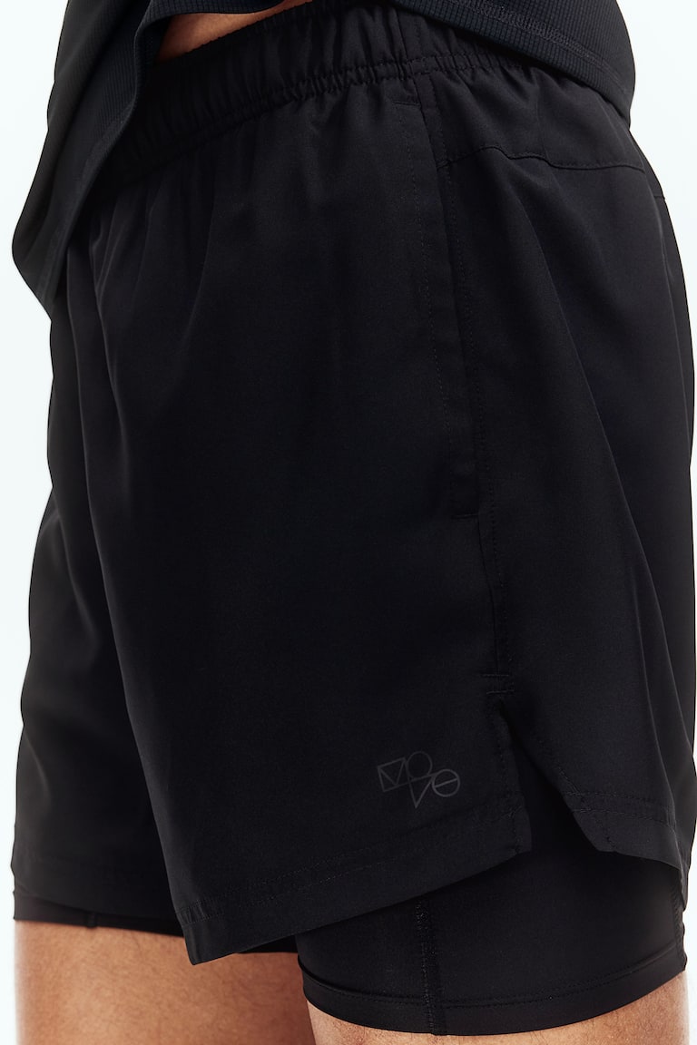 H&M Pantalón Corto De Doble Capa Con DryMove™ - Negro - HOMBRE