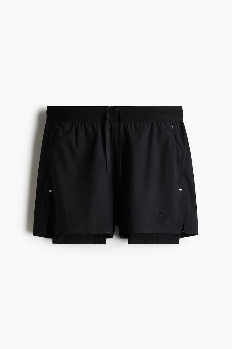 H&M Pantalón Corto De Doble Capa En DryMove™ - Rojo Teja - HOMBRE